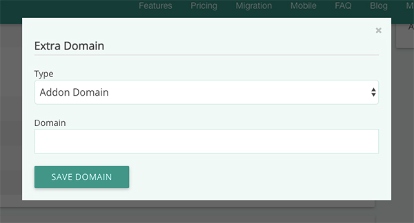 Subdomain Addon Domain Modal